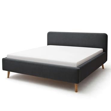 Lit scandinave capitonné en tissu anthracite 140x200