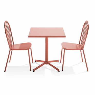 Ensemble table de jardin inclinable et 2 chaises bistrot argile