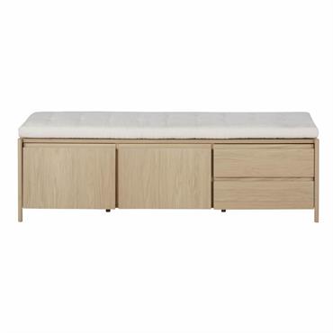 Banc de rangement en bois beige 2 portes 2 tiroirs