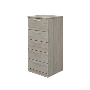 Chiffonnier 5 tiroirs effet bois gris