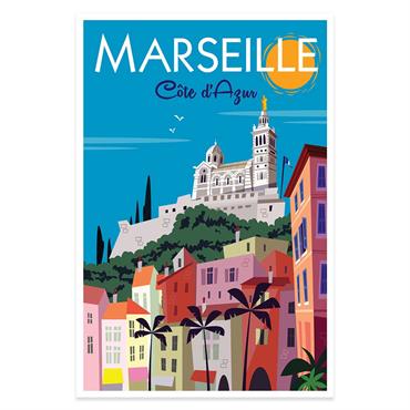 Affiche vintage Marseille sans cadre 30x45 cm