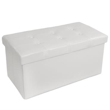 Banc Tabouret Coffre de rangement Pliable en cuir synthétique blanc