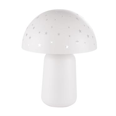 Lampe à poser en métal écru avec étoiles ajourées