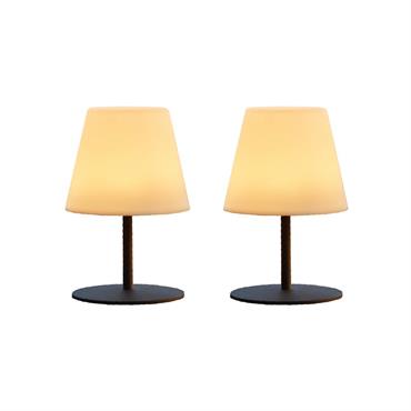Set de 2 lampes de table sans fil LED Acier Gris H16CM