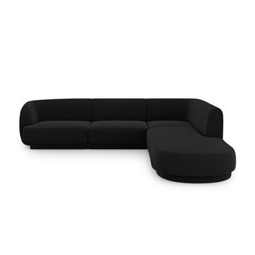 Canapé d'angle droit 6 places en tissu velours noir