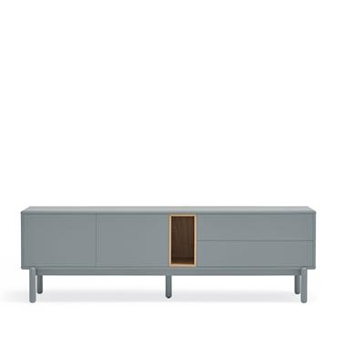 Meuble TV contemporain 180cm en bois avec niche gris