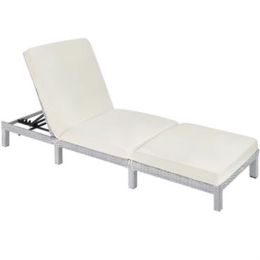 Chaise longue, Transat, Bain de Soleil Réglable en Acier et Résine Tressée - 1 Place - 196 cm x 66 cm x 22 cm TECTAKE.  Avec cette chaise longue ...