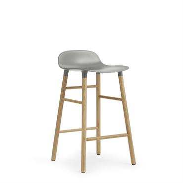 Tabouret de bar en chêne naturel et pp gris 65 cm