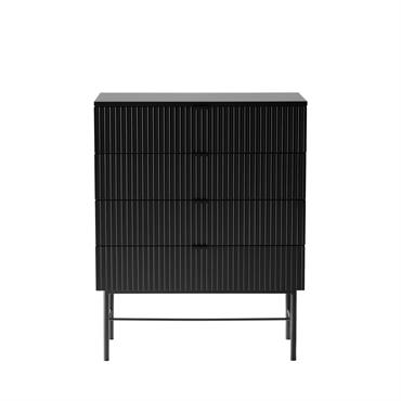 Commode 4 tiroirs en bois et métal L79cm - Noir