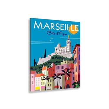 Tableau dessin vintage marseille imprimé sur toile 60x90 cm