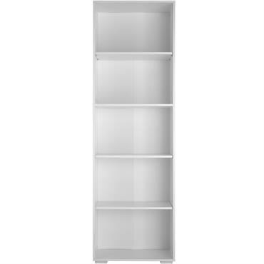 Bibliothèque 5 étagères effet bois blanc