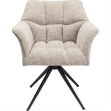 Chaise avec accoudoirs pivotante crème et acier noir