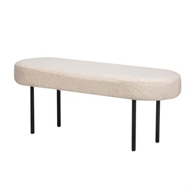 Banc en métal et bouclettes blanches