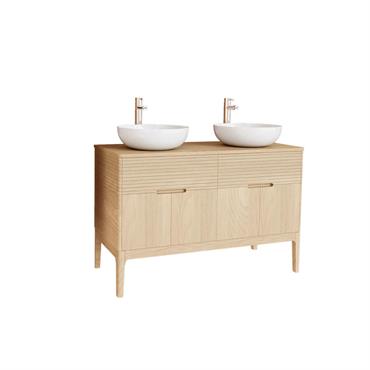 Ensemble meuble double-vasque 120 cm chêne naturel 