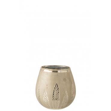 Photophore rond verre argent H18