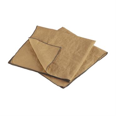 Lot de 2 serviettes de table en lin lavé 45x45cm Caramel