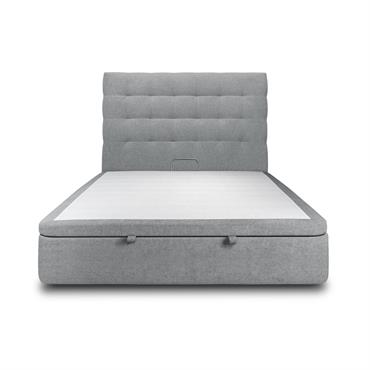 Lit coffre avec tête de lit capitonnée Tissu Gris anthracite 160x200