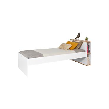 Lit enfant avec rangement 90x200 Blanc et Chêne