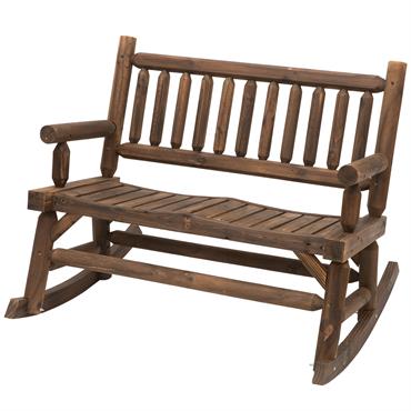 Banc à bascule de jardin 2 places style rural chic sapin carbonisé