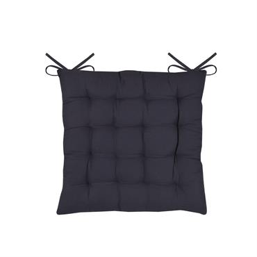Galette de chaise unie et classique coton gris anthracite 38x38 cm