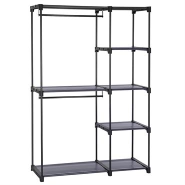 Armoire penderie avec tringles et étagères métal gris