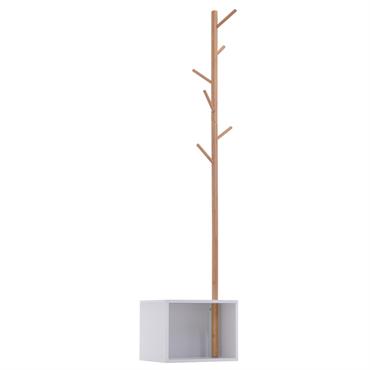 Porte-manteaux blanc bois bambou
