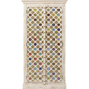 Armoire 2 portes en manguier massif mosaiques