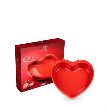 Plat four céramique coeur rouge 26 cm
