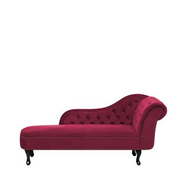 Méridienne chesterfield côté droit en velours rouge