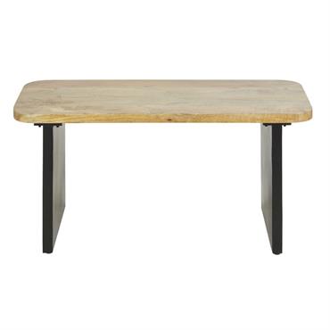 Petit banc en bois de manguier et métal noir