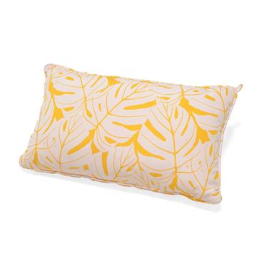Coussin d'extérieur 60x35cm imprimé feuilles jaune citron