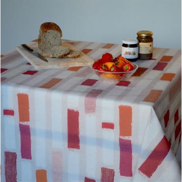 Nappe en coton enduit rouge rectangle 160 x 240 cm