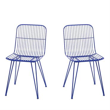 Lot de 2 chaises design en métal - Bleu électrique
