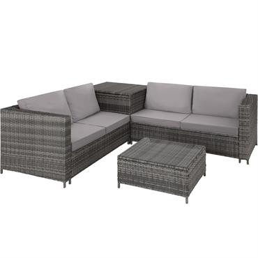 Canapé de jardin Lounge en rotin Pour 4 personnes gris/gris clair
