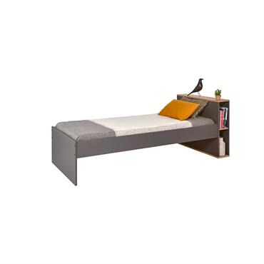Lit enfant avec rangement 90x200 Ardoise et Chêne