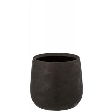 Cache-pot irrégulier rugueux céramique noire
