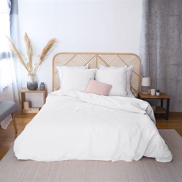 Parure housse de couette coton/lin blanc 260x240 cm