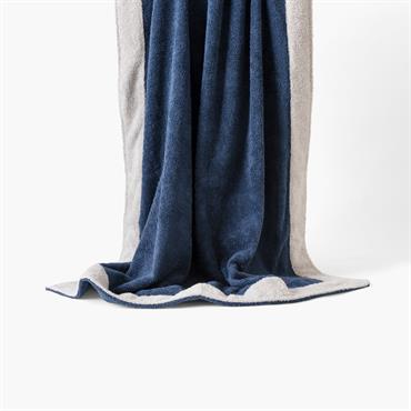 Serviette de plage coton bouclette brodé bleu 100 x 180 cm