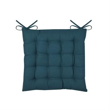 Galette de chaise unie et classique coton vert emeraude 38x38 cm