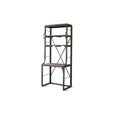 Bureau-Bibliothèque industriel en métal et bois marron