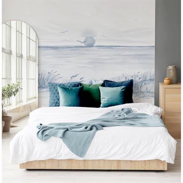 Papier peint panoramique coucher de soleil bleu 150x250cm