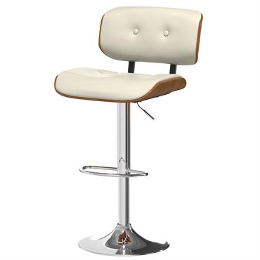 Chaise de bar réglable en PU blanc 65/86 cm
