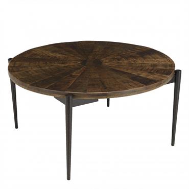 Table basse ronde 80 cm bois recyclé pieds métal D80