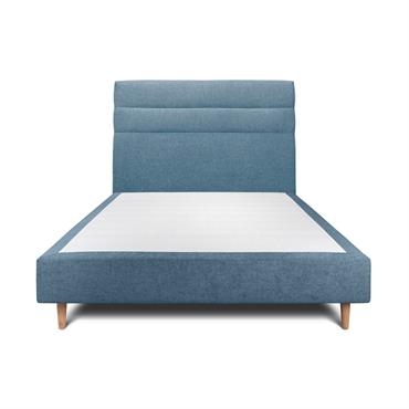 Le lit avec tete de lit lignes et sommier tapissier est moderne avec son large choix de tissus et de coloris. Il est robuste et durable grâce à sa structure ...