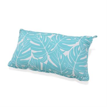 Coussin d'extérieur 60x35cm imprimé feuilles bleu turquoise