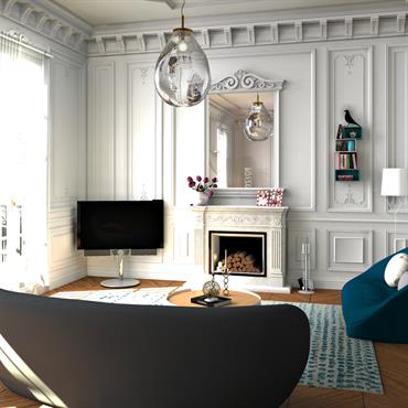Proposition d'agencement et de décoration d'un salon, salle à manger et d'une chambre dans un très bel appartement de style ... Domozoom