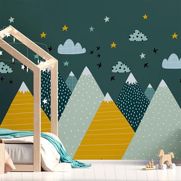 Stickers muraux enfant montagnes scandinaves ziska 90x135cm
