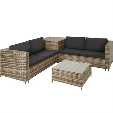 Canapé de jardin Lounge en rotin Pour 4 personnes marron/gris