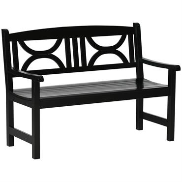 Banc de jardin 2 places style colonial à lattes - bois peuplier noir