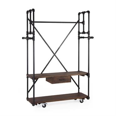 Portant en bois marron et fer noir